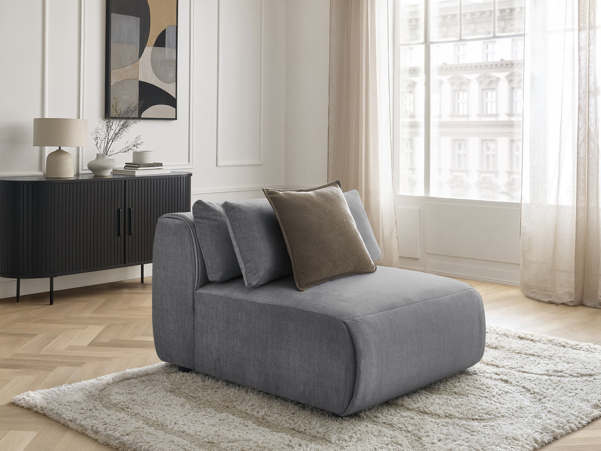 Chauffeuse 1 place avec têtière pour canapé modulable JANA velours gris foncé