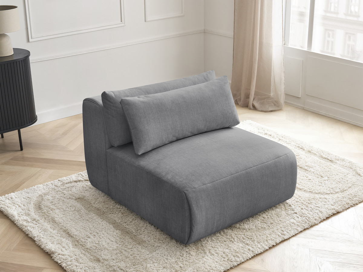 Chauffeuse 1 place avec têtière pour canapé modulable JANA velours gris foncé — vue 5