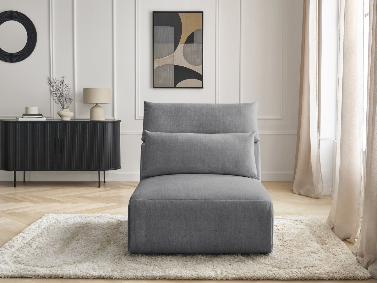 Chauffeuse 1 place avec têtière pour canapé modulable JANA velours gris foncé — vue 6