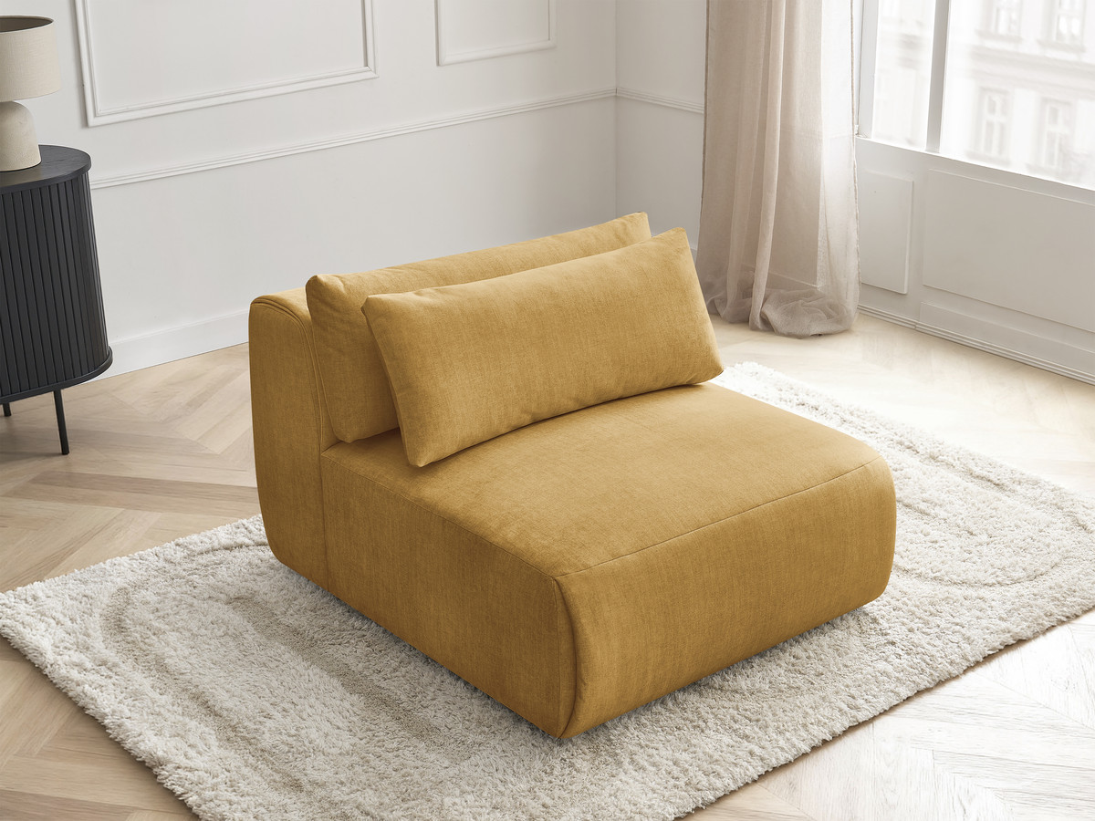Chauffeuse 1 place avec têtière pour canapé modulable JANA velours jaune — vue 5