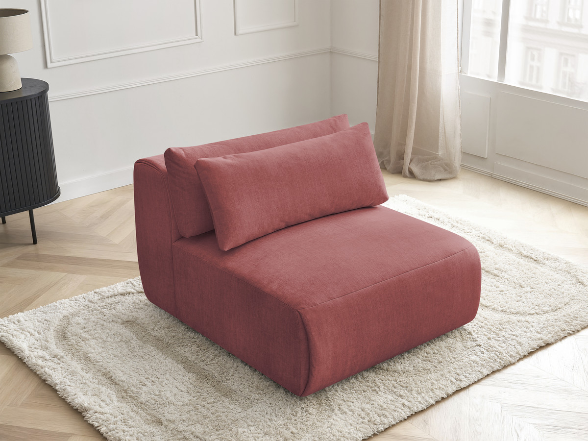 Chauffeuse 1 place avec têtière pour canapé modulable JANA velours orange — vue 5