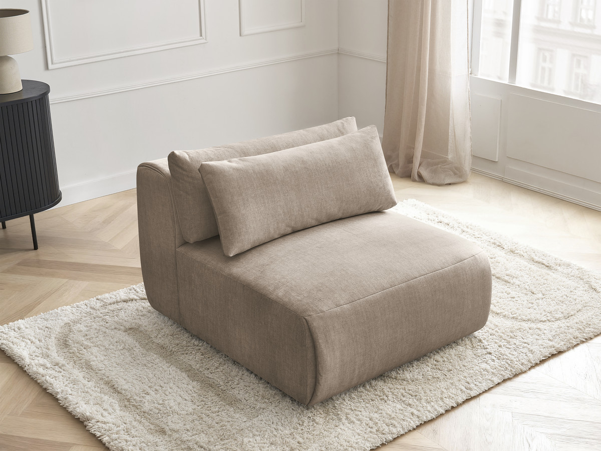 Chauffeuse 1 place avec têtière pour canapé modulable JANA velours taupe — vue 5