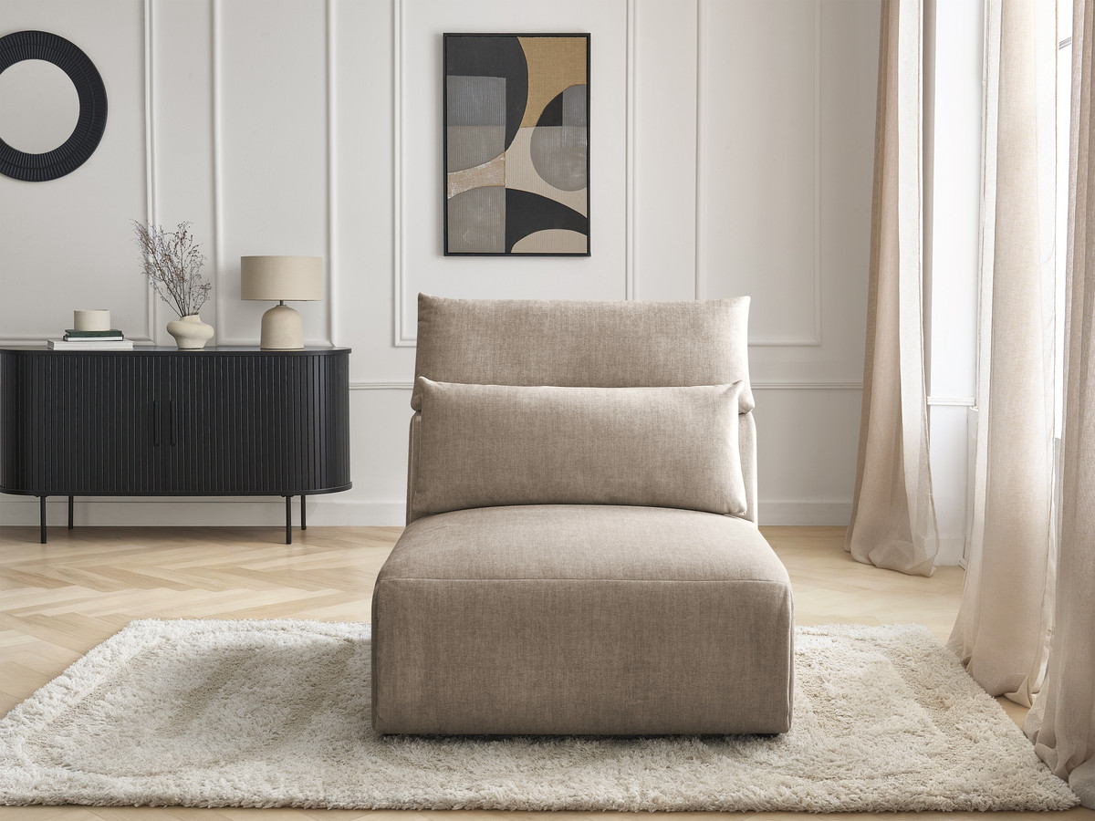 Chauffeuse 1 place avec têtière pour canapé modulable JANA velours taupe — vue 6