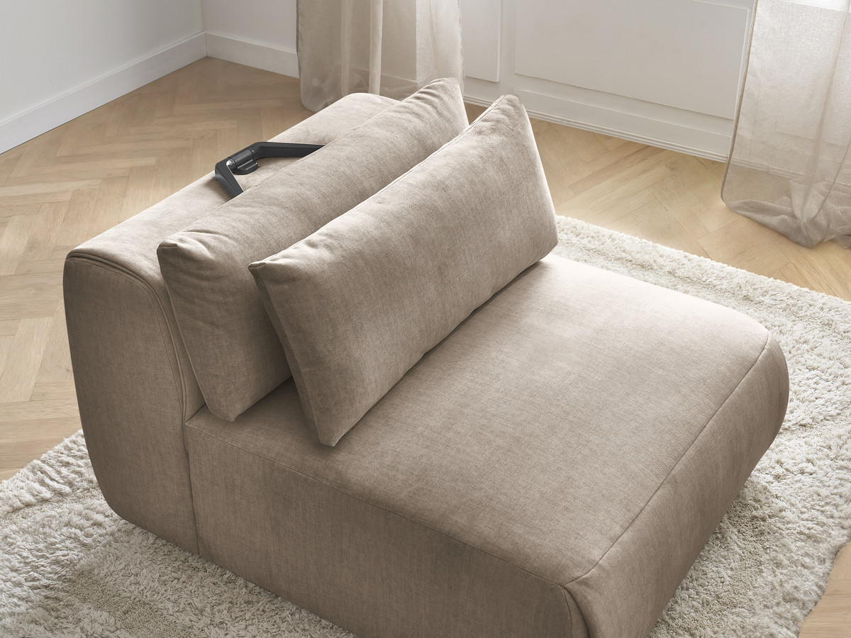 JANA 1-zits chaise longue met hoofdsteun voor modulaire bank, fluwelen stof