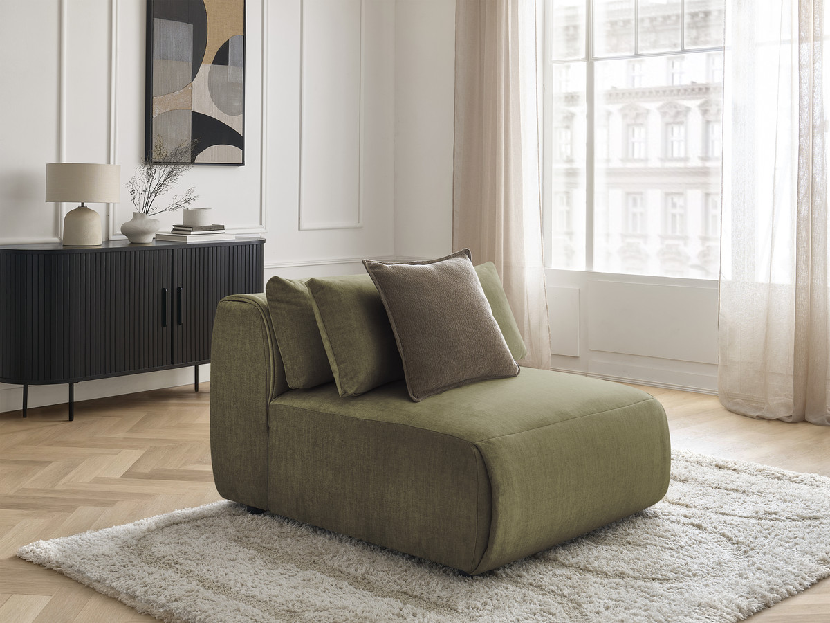 JANA 1-zits chaise longue met hoofdsteun voor modulaire bank, fluwelen stof