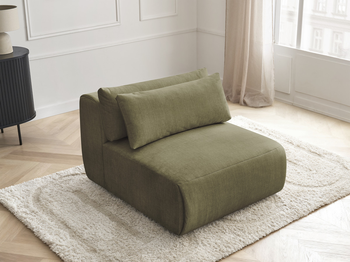 Chauffeuse 1 place avec têtière pour canapé modulable JANA velours vert — vue 5