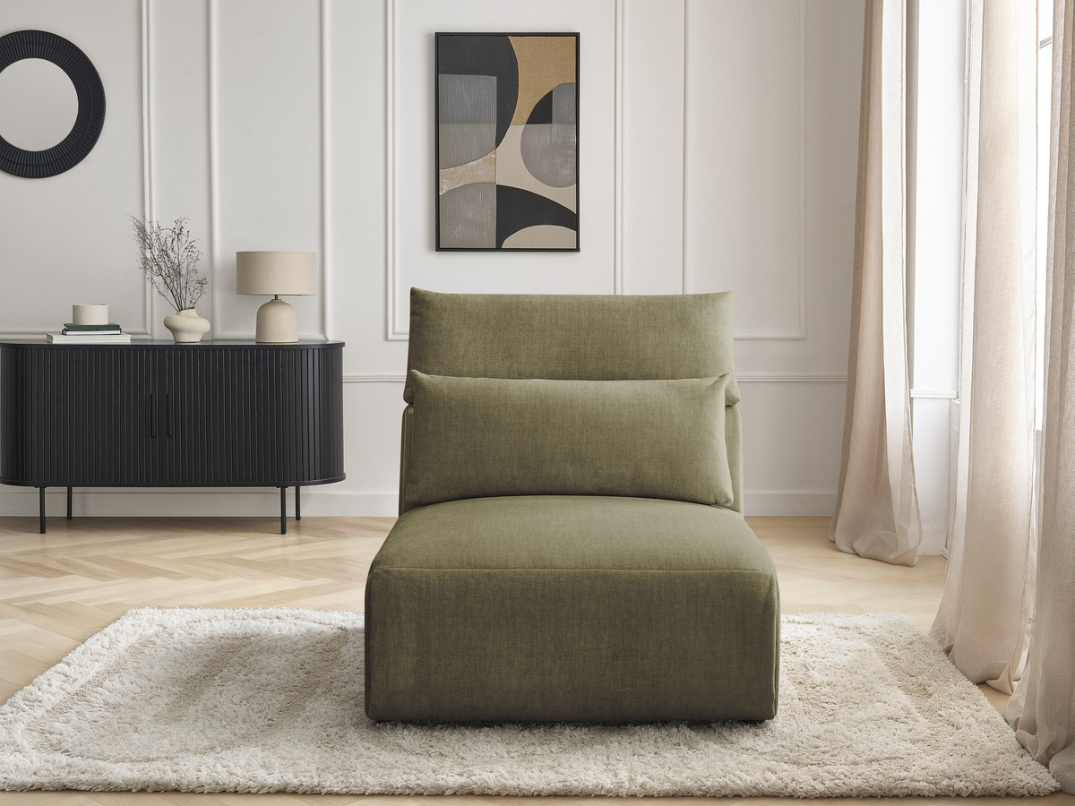 JANA 1-zits chaise longue met hoofdsteun voor modulaire bank, fluwelen stof