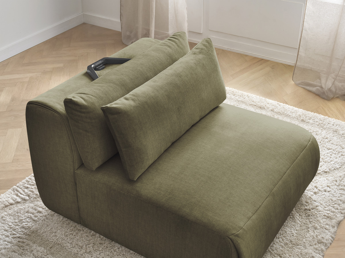 JANA 1-zits chaise longue met hoofdsteun voor modulaire bank, fluwelen stof