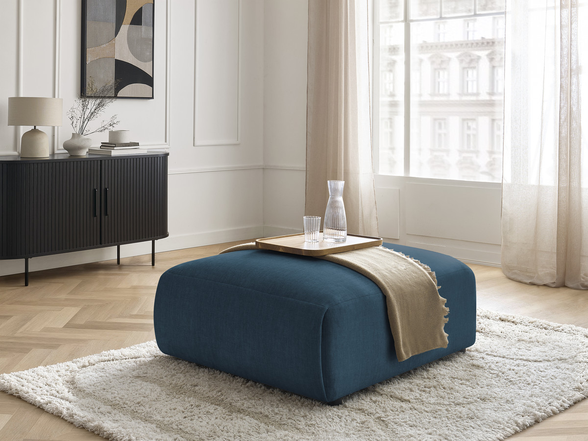 Pouf grand JANA velours bleu