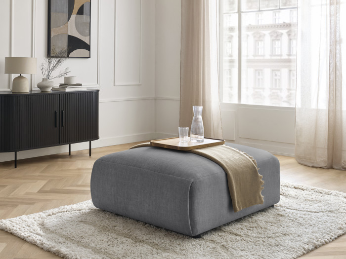 Pouf grand avec têtière JANA tissu velours