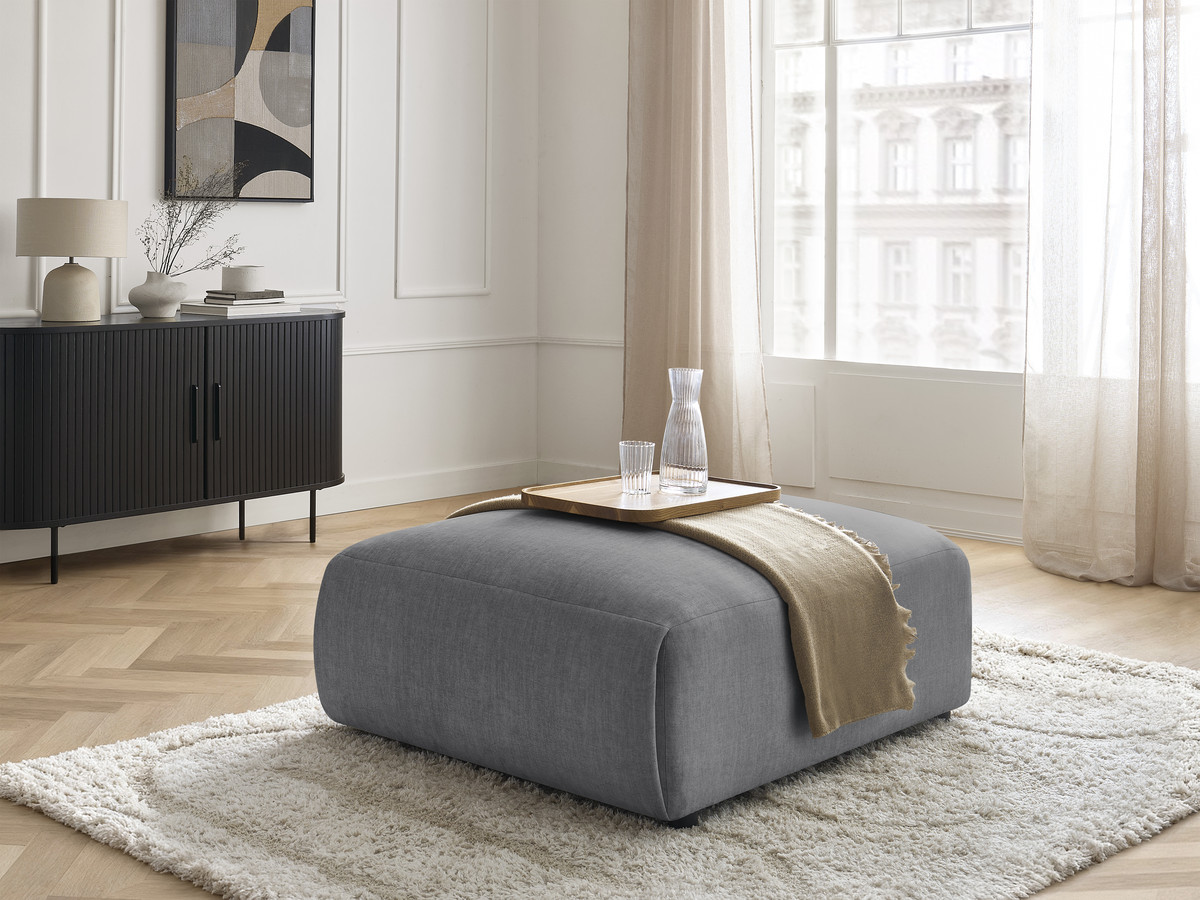 Pouf grand JANA velours gris foncé