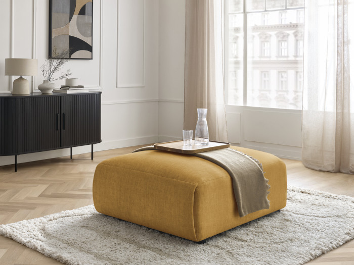 Pouf grand avec têtière JANA tissu velours