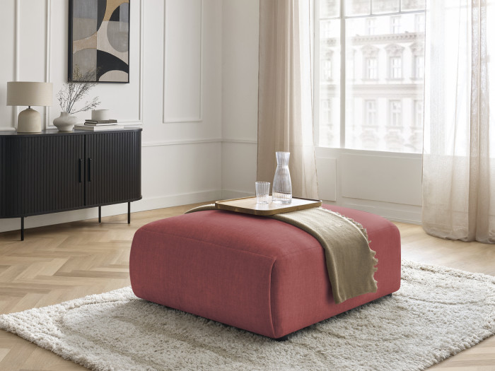 Pouf grand avec têtière JANA tissu velours
