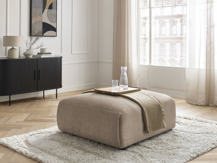 Pouf grand avec têtière JANA tissu velours