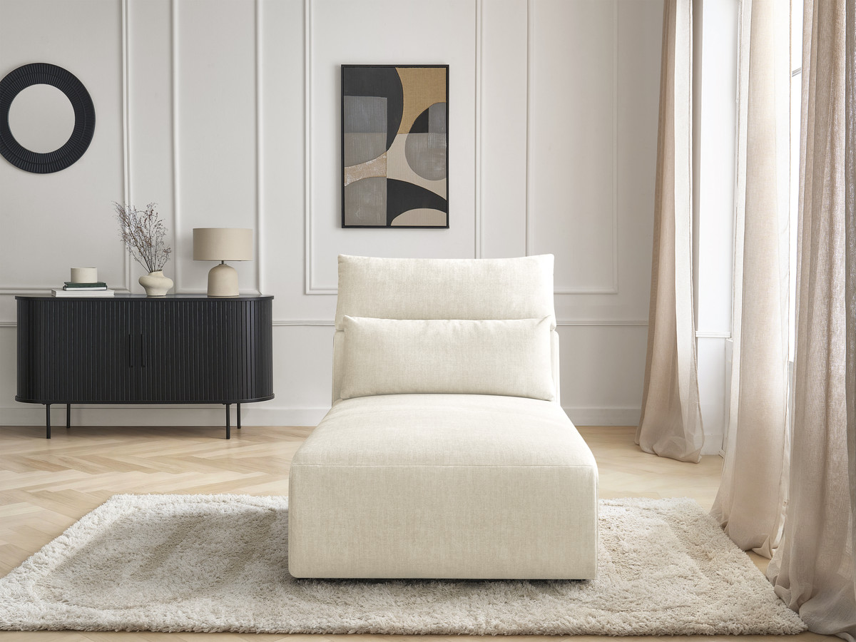 Méridienne avec têtière pour canapé modulable JANA velours beige — vue 5