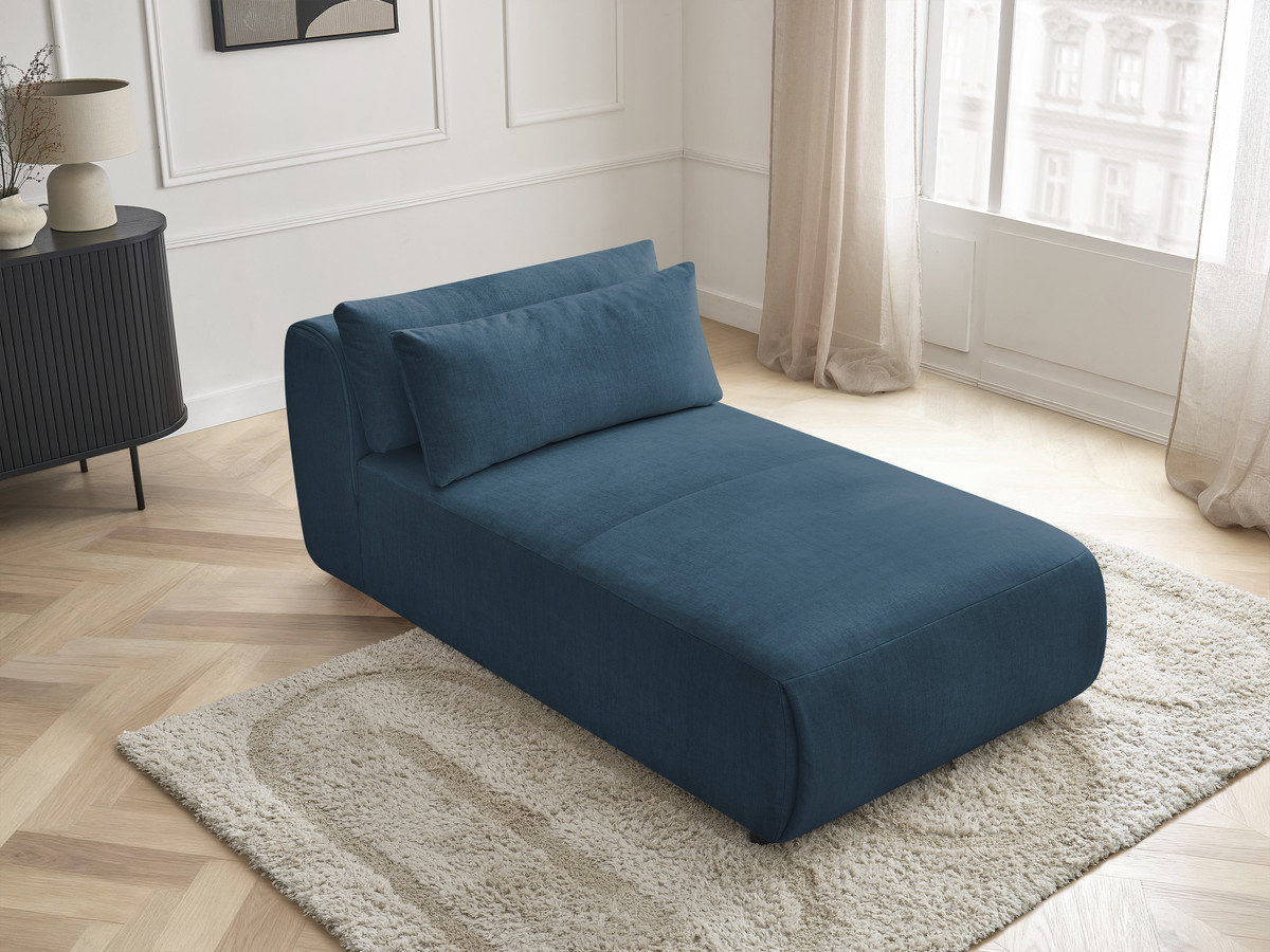 Méridienne avec têtière pour canapé modulable JANA velours bleu — vue 5