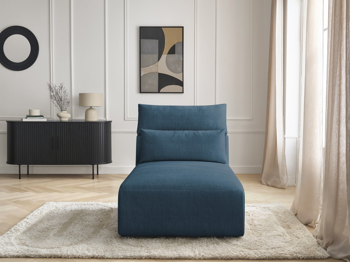 Méridienne avec têtière pour canapé modulable JANA velours bleu — vue 6