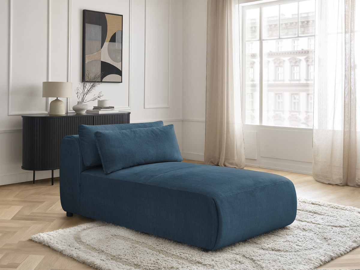 Chaise longue met hoofdsteun voor modulaire bank JANA, fluwelen stof