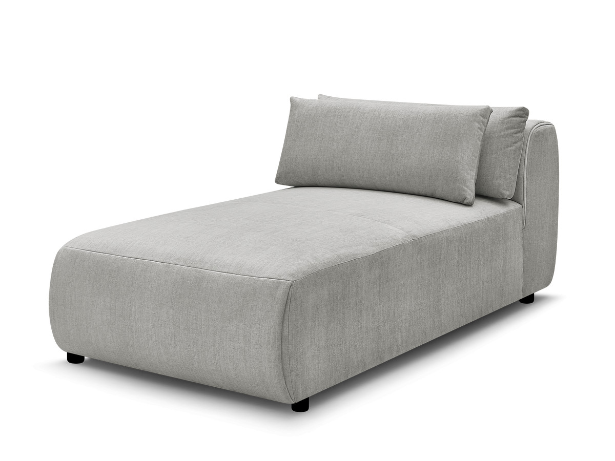 chaise longue met hoofdsteun voor modulaire bank jana, fluwelen stof gekleurd lichtgrijs