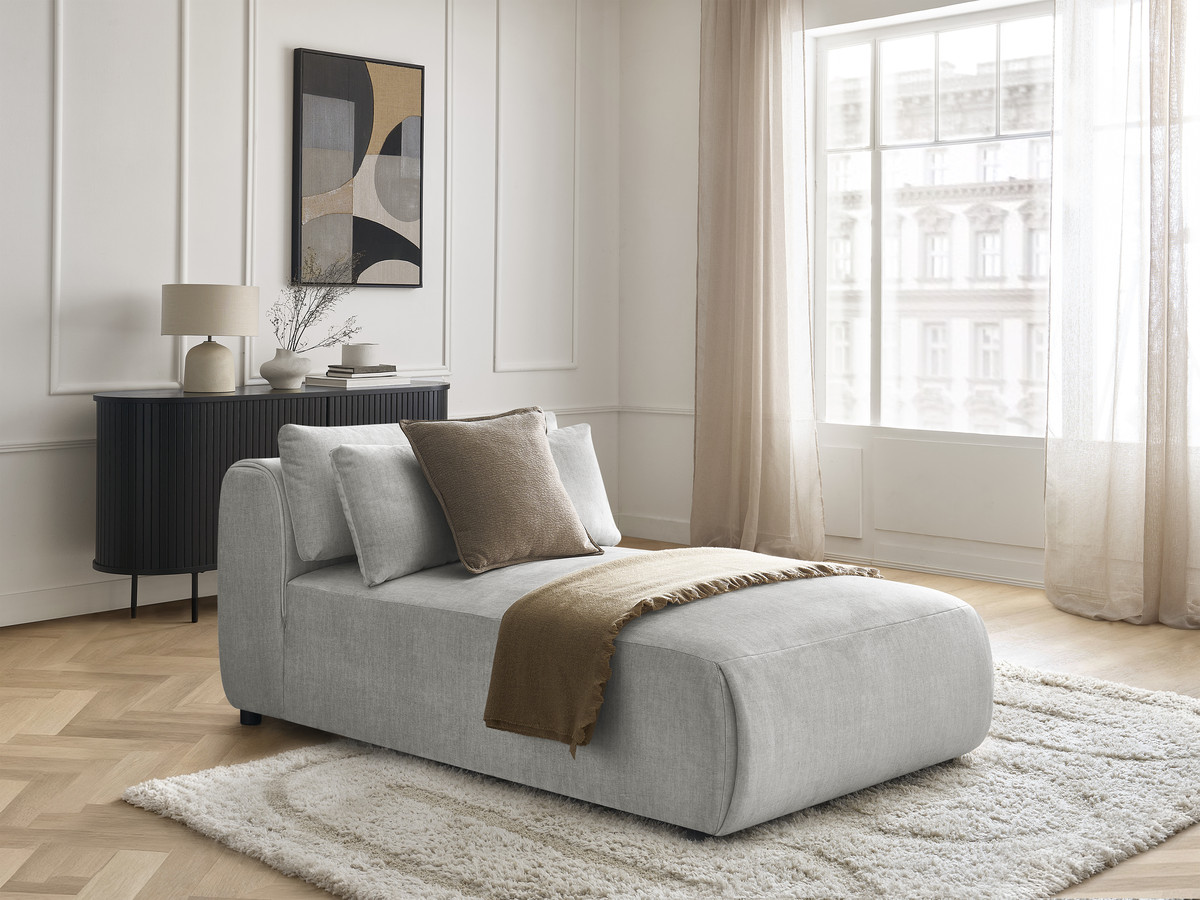 Chaise longue met hoofdsteun voor modulaire bank JANA, fluwelen stof