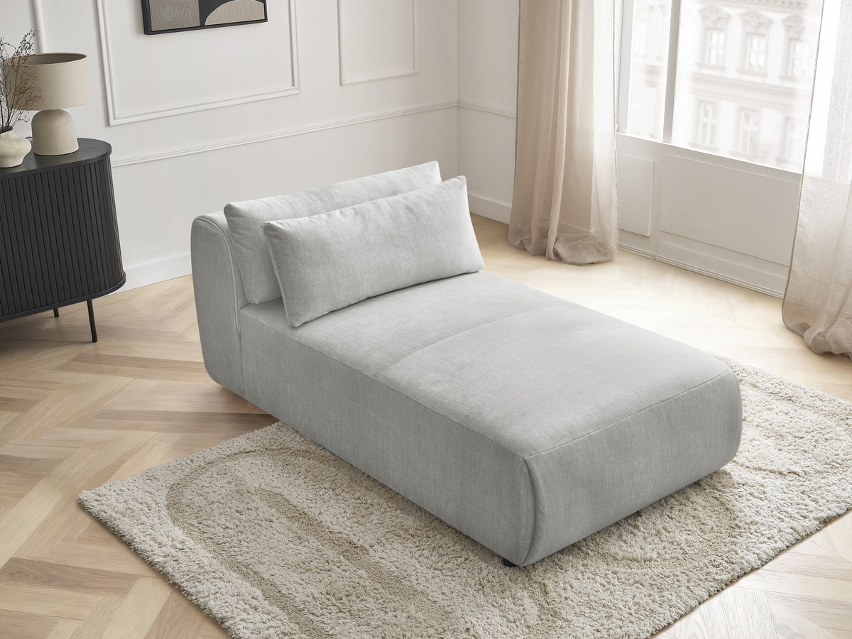 Méridienne avec têtière pour canapé modulable JANA velours gris clair — vue 5