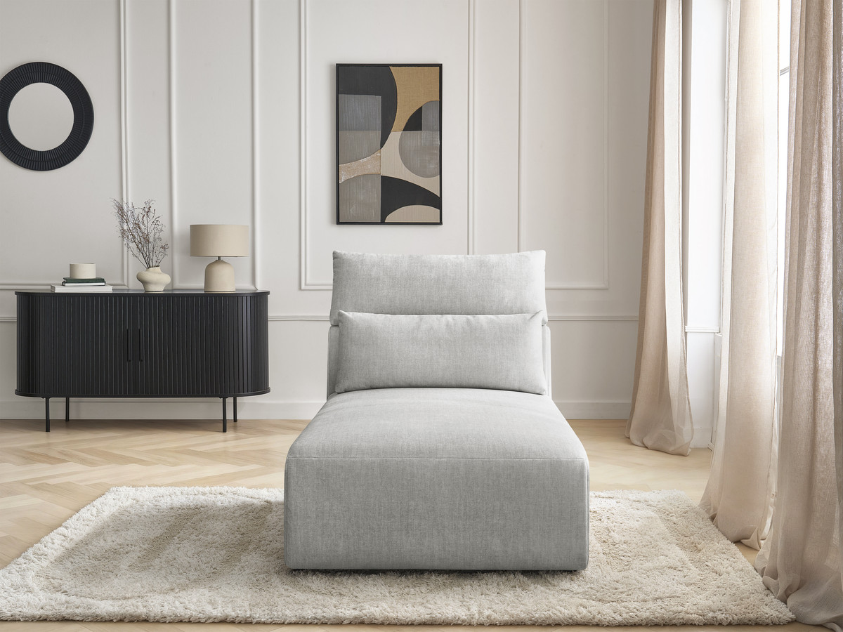 Méridienne avec têtière pour canapé modulable JANA velours gris clair — vue 6