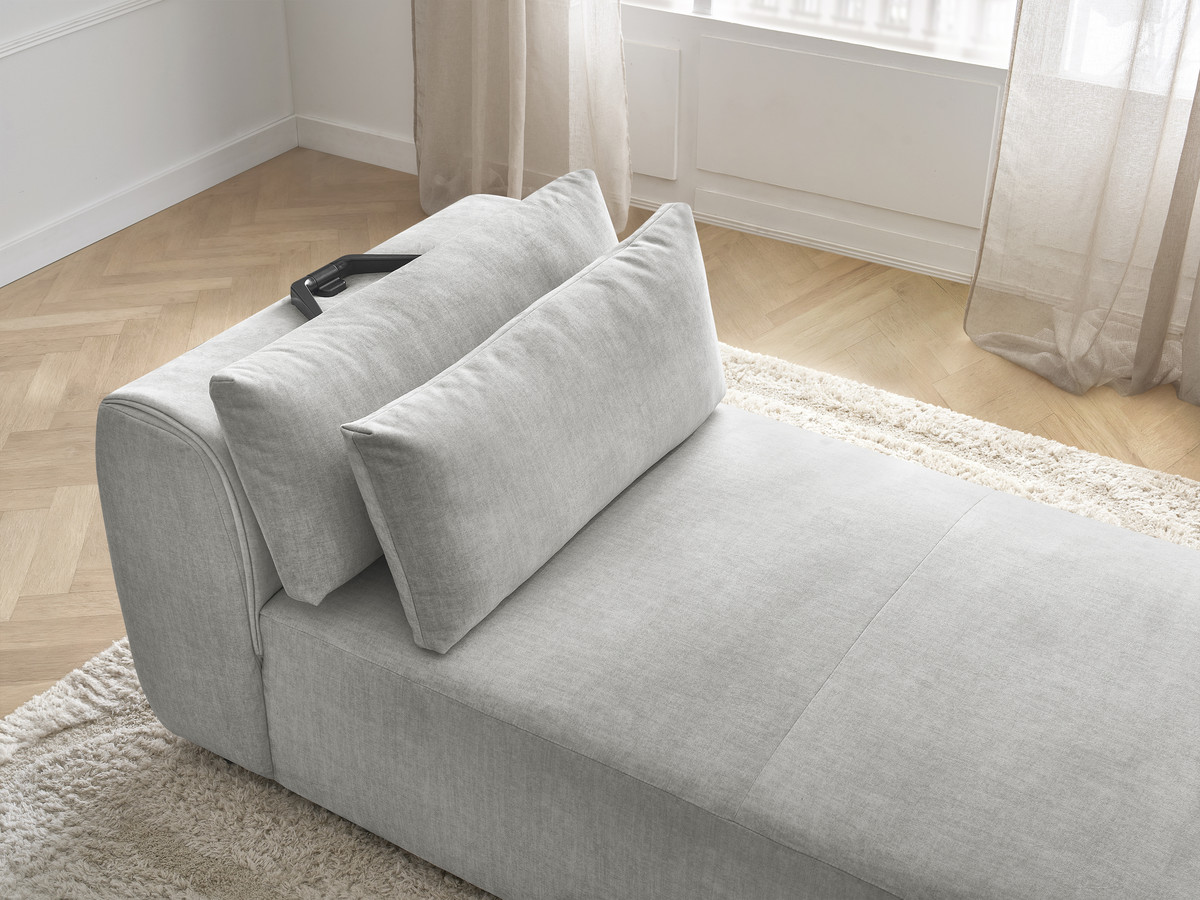 Chaise longue met hoofdsteun voor modulaire bank JANA, fluwelen stof