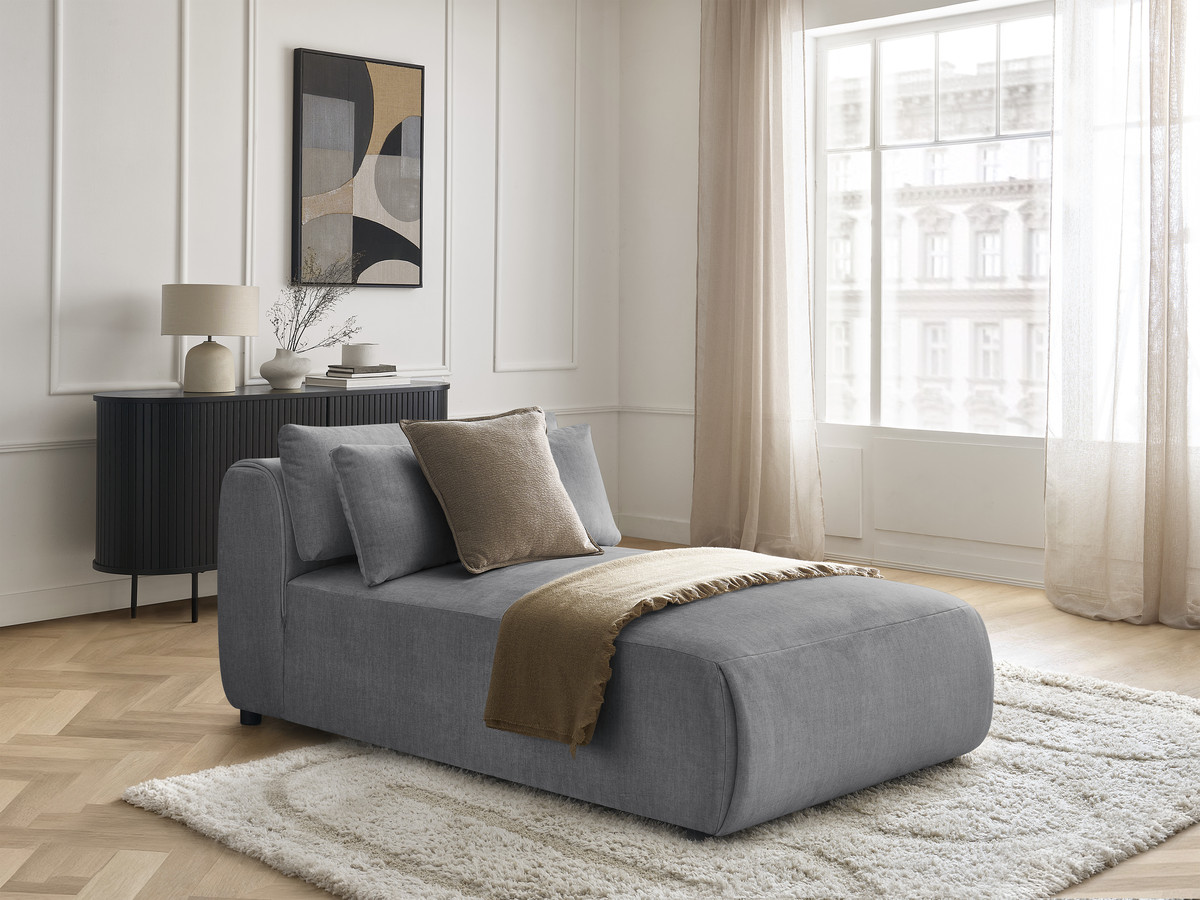 Chaise longue met hoofdsteun voor modulaire bank JANA, fluwelen stof