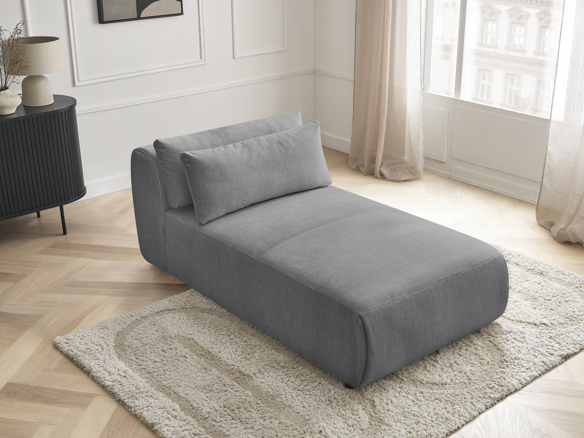 Méridienne avec têtière pour canapé modulable JANA velours gris foncé — vue 5