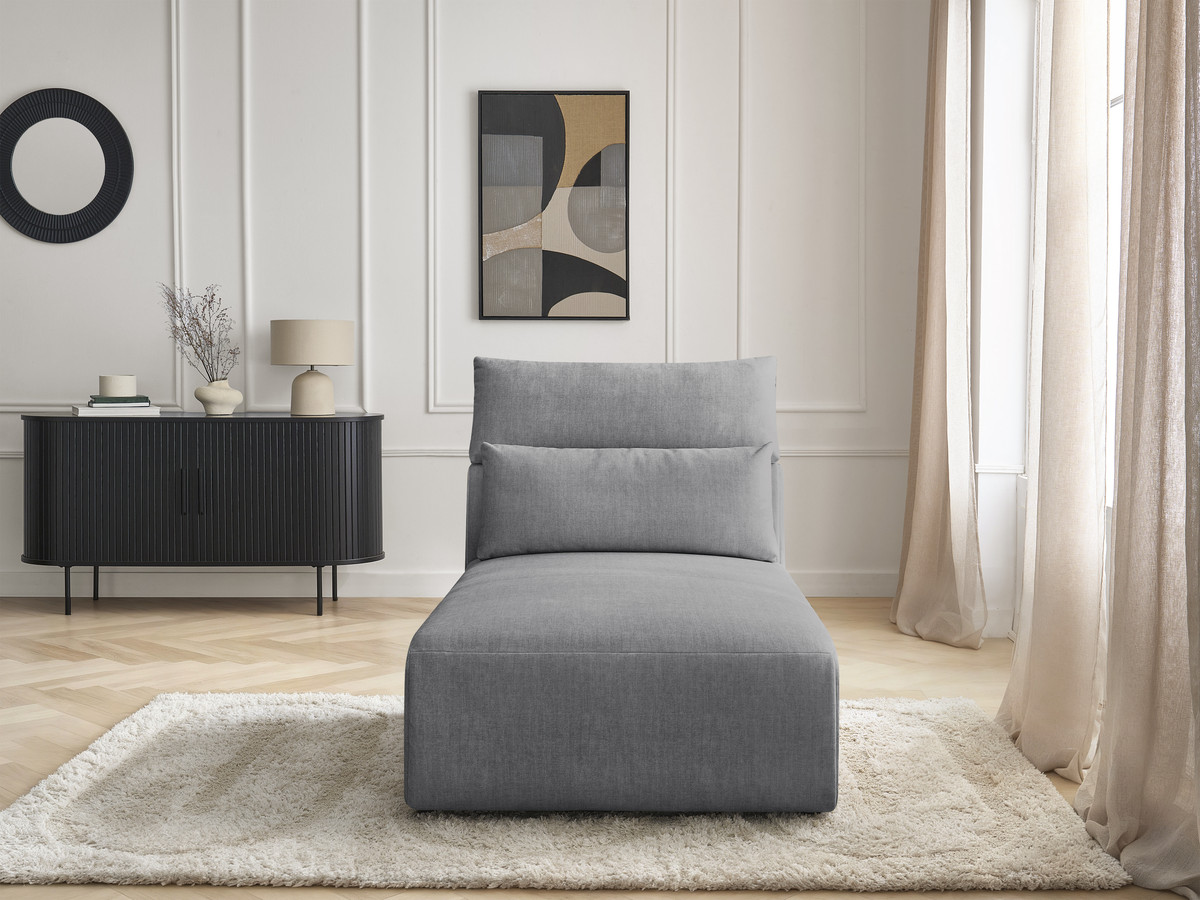 Chaise longue met hoofdsteun voor modulaire bank JANA, fluwelen stof