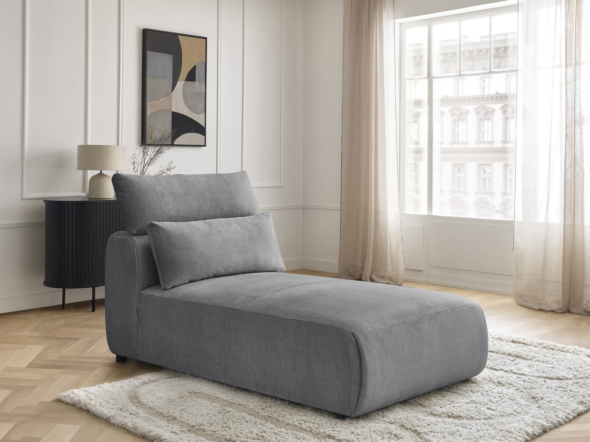 Chaise longue met hoofdsteun voor modulaire bank JANA, fluwelen stof