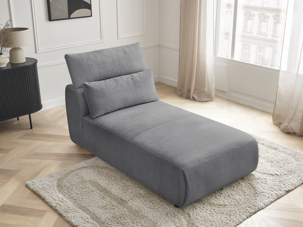 Chaise longue met hoofdsteun voor modulaire bank JANA, fluwelen stof