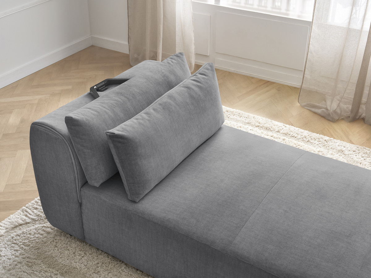 Chaise longue met hoofdsteun voor modulaire bank JANA, fluwelen stof