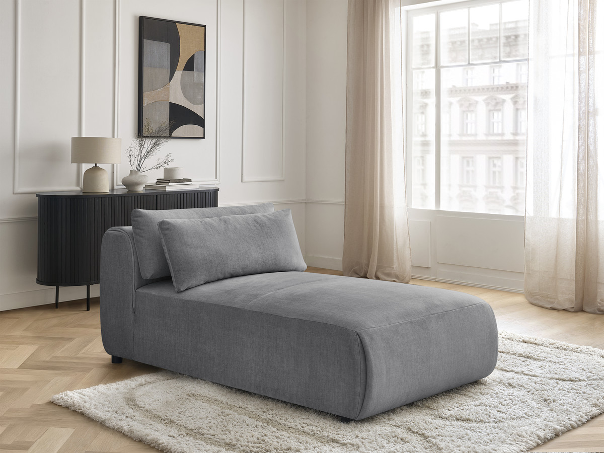 Chaise longue met hoofdsteun voor modulaire bank JANA, fluwelen stof
