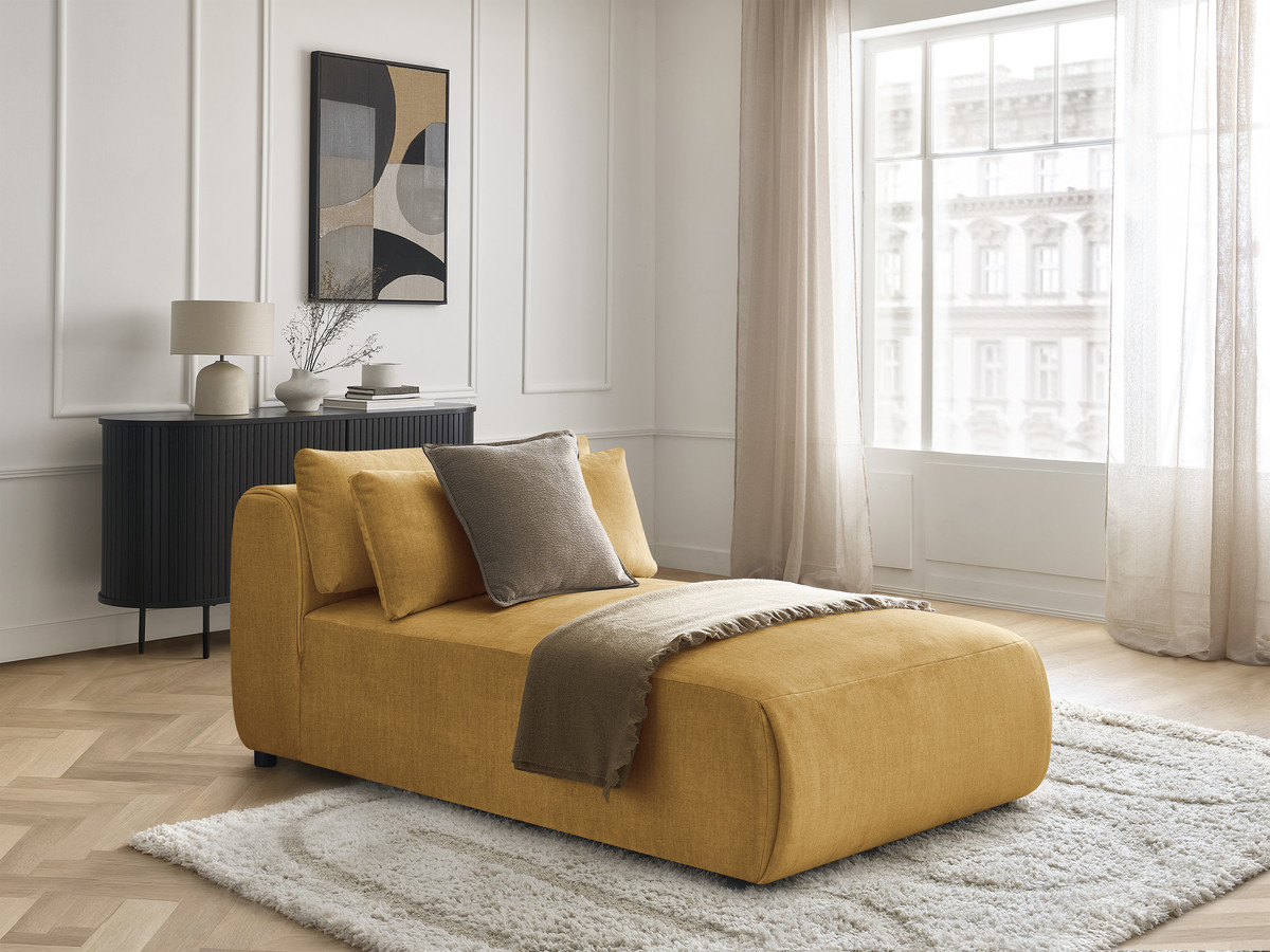 Méridienne avec têtière pour canapé modulable JANA velours jaune — vue 4