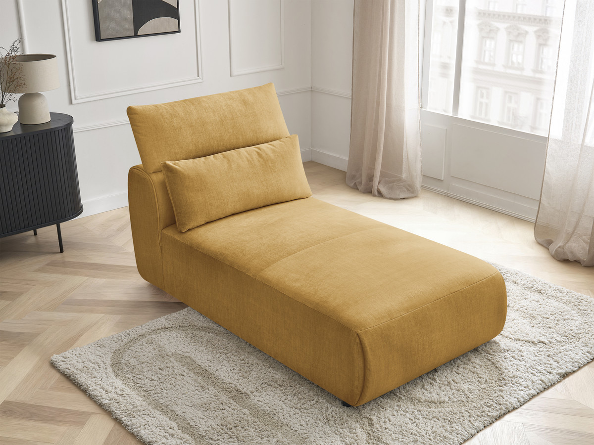 Chaise longue met hoofdsteun voor modulaire bank JANA, fluwelen stof