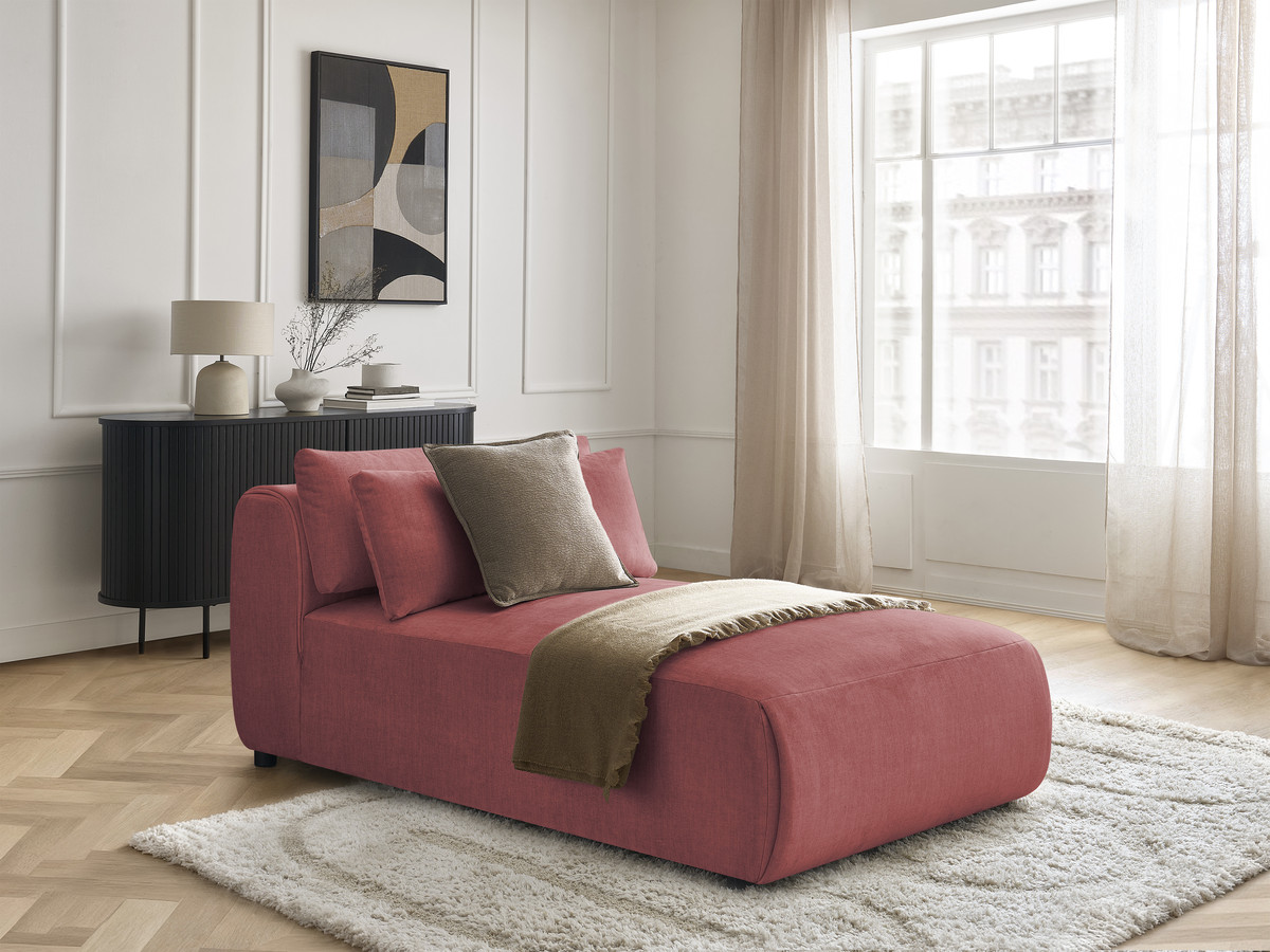 Méridienne avec têtière pour canapé modulable JANA tissu velours