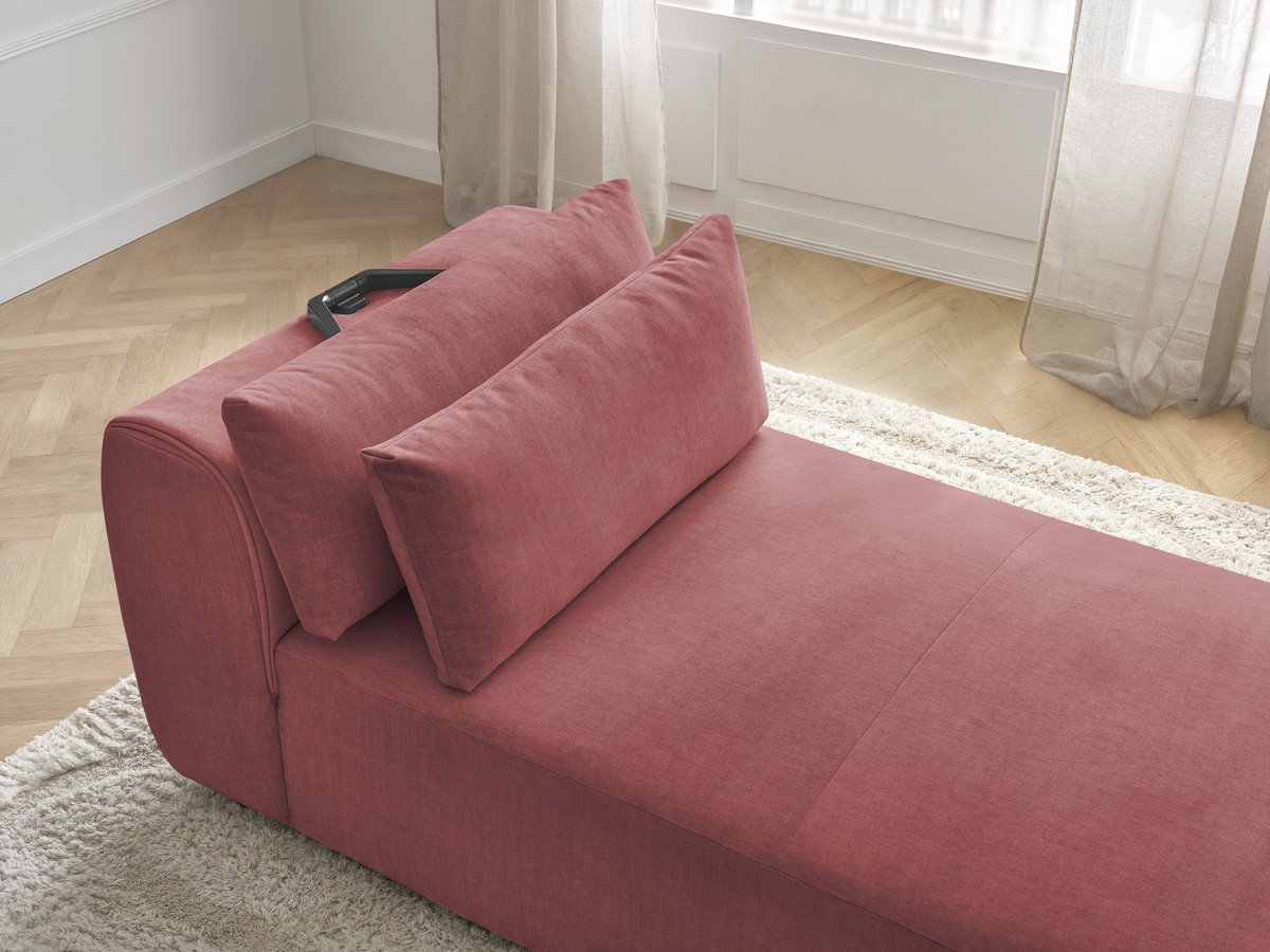Chaise longue met hoofdsteun voor modulaire bank JANA, fluwelen stof