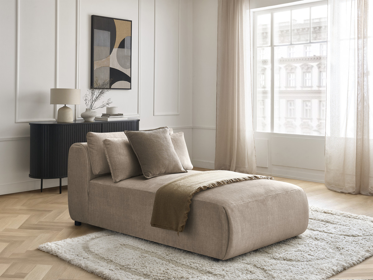 Chaise longue met hoofdsteun voor modulaire bank JANA, fluwelen stof