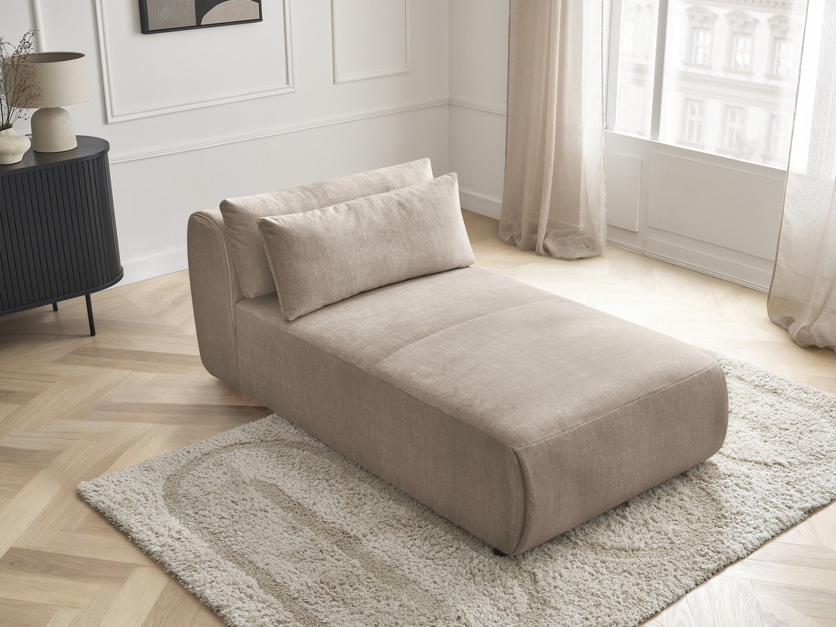 Méridienne avec têtière pour canapé modulable JANA velours taupe — vue 5