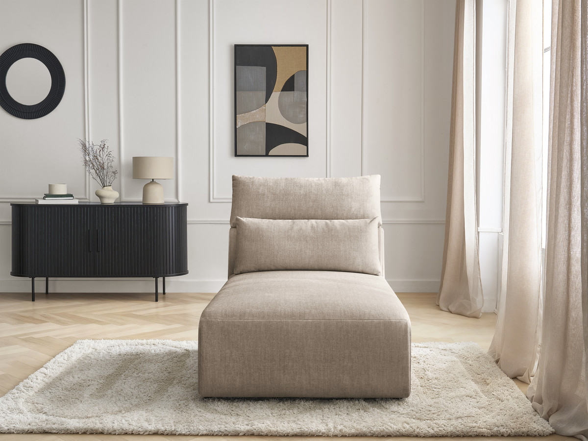 Méridienne avec têtière pour canapé modulable JANA velours taupe — vue 6