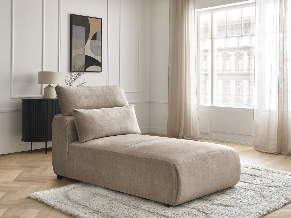 Chaise longue met hoofdsteun voor modulaire bank JANA, fluwelen stof