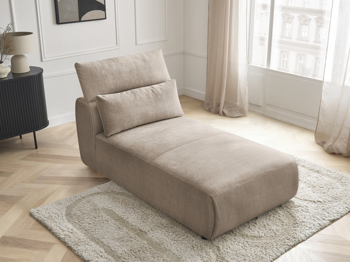 Chaise longue met hoofdsteun voor modulaire bank JANA, fluwelen stof