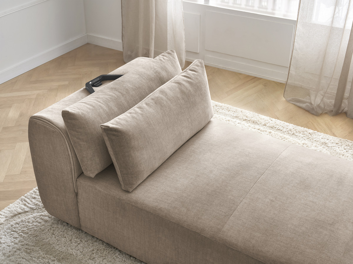 Chaise longue met hoofdsteun voor modulaire bank JANA, fluwelen stof