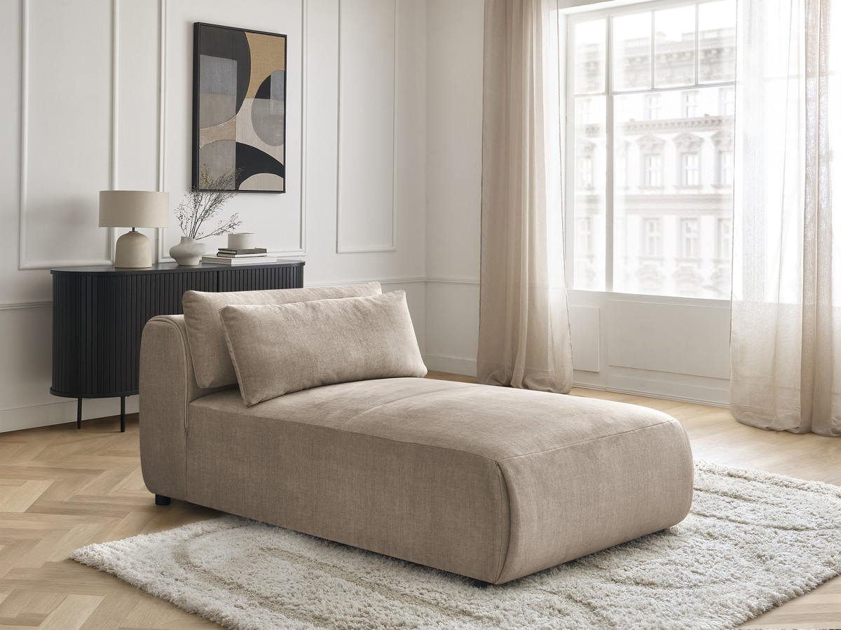 Chaise longue met hoofdsteun voor modulaire bank JANA, fluwelen stof