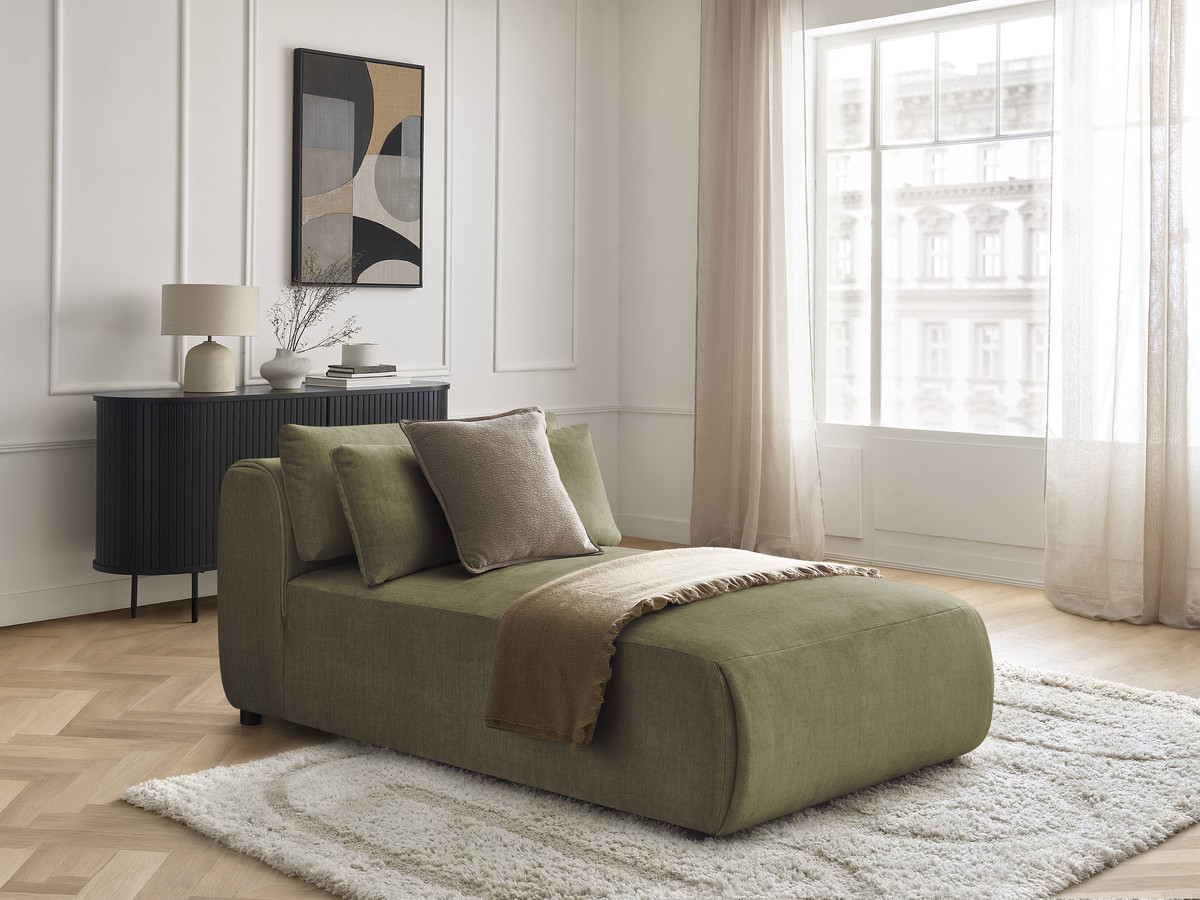 Méridienne avec têtière pour canapé modulable JANA velours vert