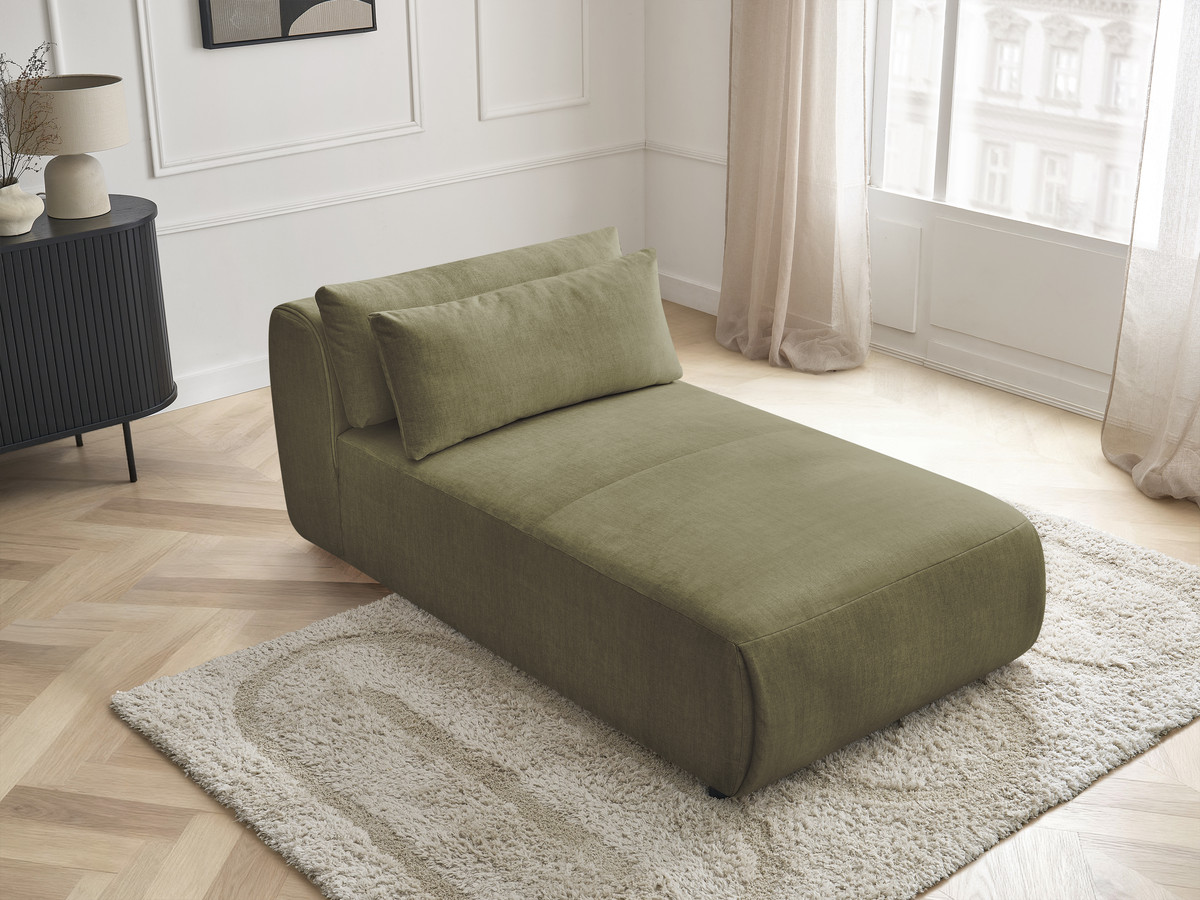 Méridienne avec têtière pour canapé modulable JANA velours vert — vue 5