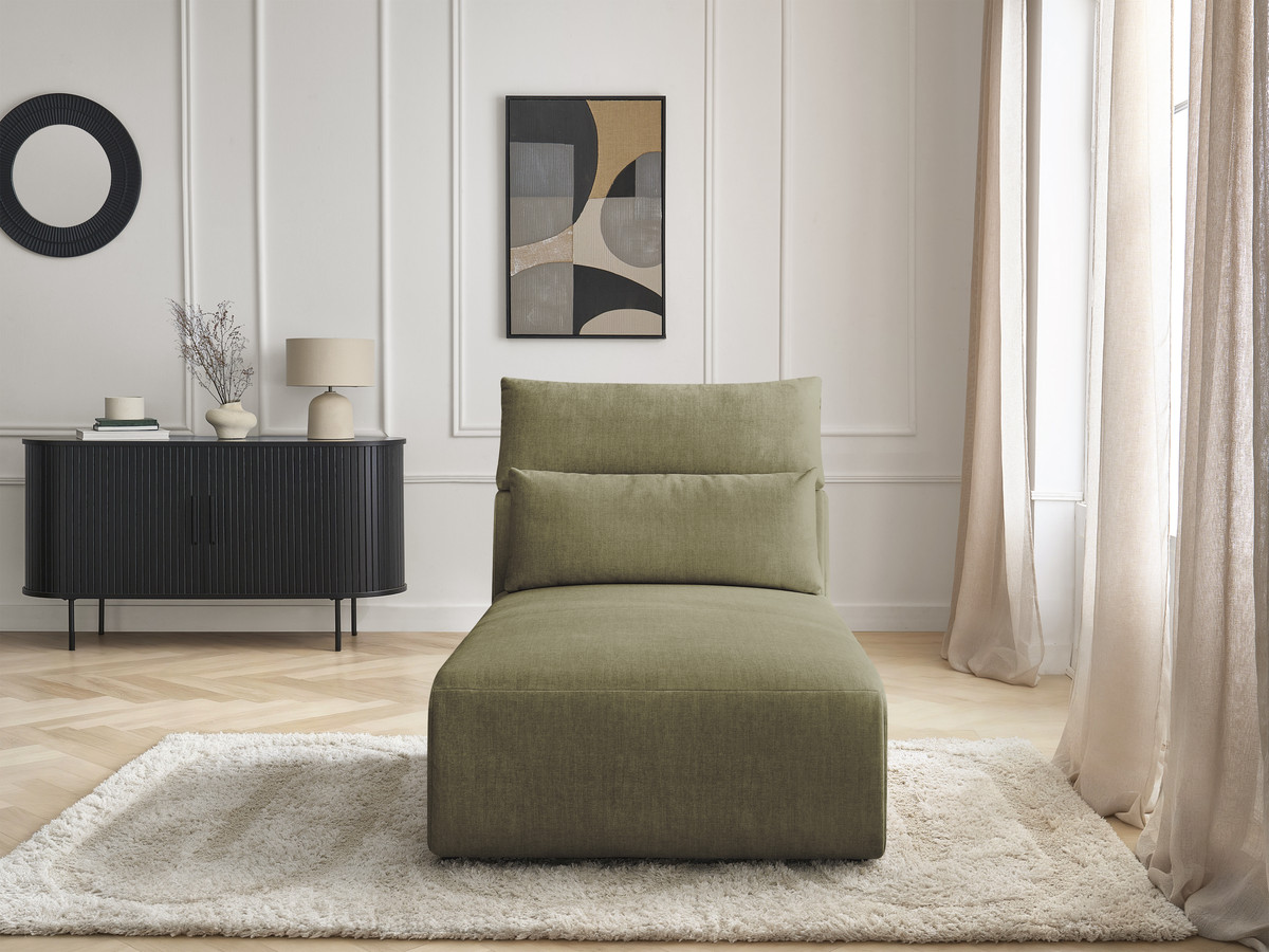 Chaise longue met hoofdsteun voor modulaire bank JANA, fluwelen stof