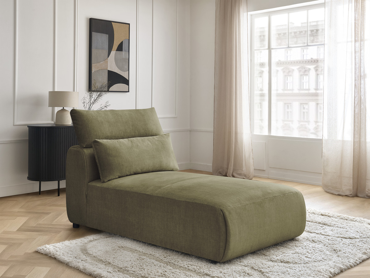 Chaise longue met hoofdsteun voor modulaire bank JANA, fluwelen stof