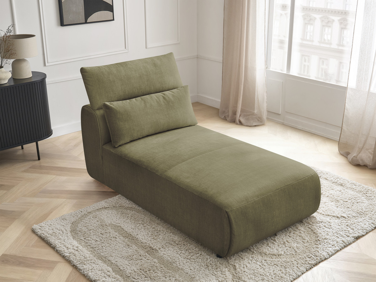 Chaise longue met hoofdsteun voor modulaire bank JANA, fluwelen stof
